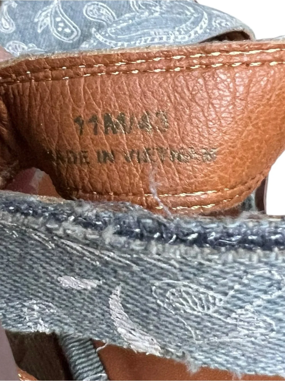 🌻NEW NWOT Lucky Brand Demmia Platform Wedge Sandals Blue Denim Paisley Size 11